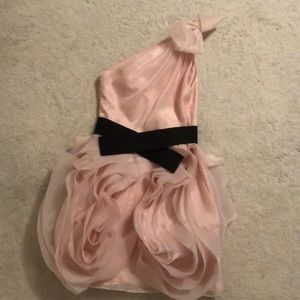 Pink David’s Bridal/Vera Wang bridesmaid dress with detachable black belt!